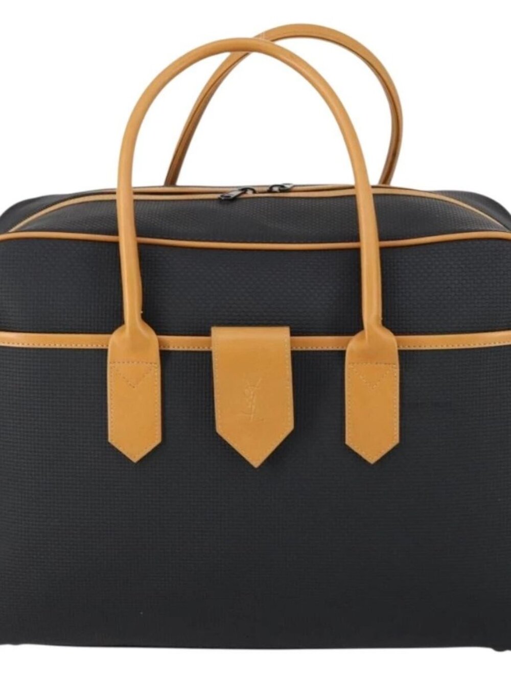 SAINT LAURENT Cassandra Boston Bag PVC Black Brown gold Auth ep11750 - Picture 2 of 16